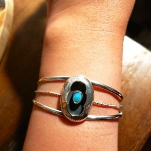 Vintage Sterling Silver Turquoise Cuff Bracelet